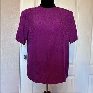 Vintage Laura&Jayne Silk Collection Red Raspberry Short Sleeve Blouse Size Small